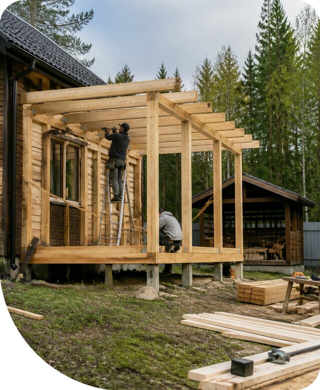 Строительство пристроек и построек на участке в Боровичах