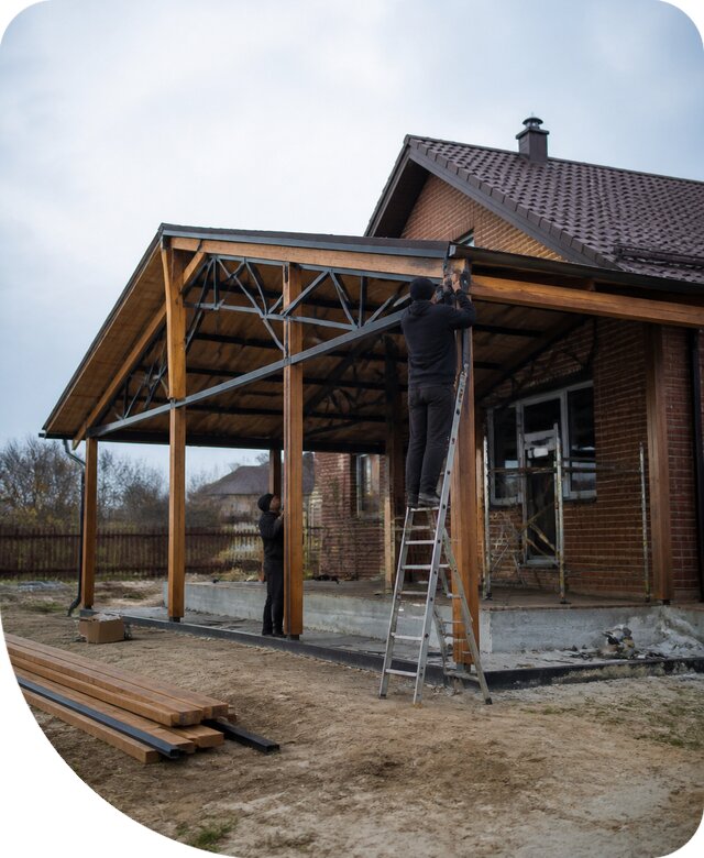 Пристройка навеса к дому и участку в Боровичах под ключ